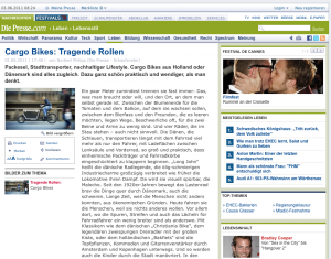 01.06.2011 - Die Presse.com: Cargo Bikes: Tragende Rollen