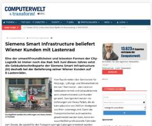 19.09.2019 – Computerwelt: Siemens Smart Infrastructure beliefert Wiener Kunden mit Lastenrad