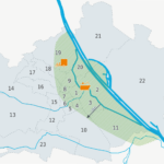 Karte von Wien mit eingezeichnetem Liefergebiet